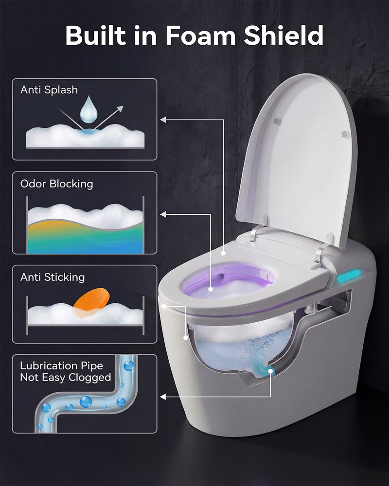 15.5 in. Modern White Smart Toilet with Auto Open/Close Lid, Heated Seat, Bidet Wash, Foot Kick Flush and Remote Control