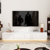 71 inch Minimalist High Gloss TV Stand with LED Ambiance