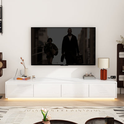 71" Minimalist High Gloss TV Stand with LED Ambiance