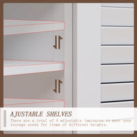30" Modern Minimalist White Tall Storage Cabinet with 6-Tier Adjustable Shelves, Drawers and Shutter Door