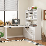 68.5 inches Modern White Standing Desk with Bookcase
