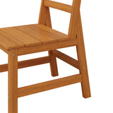 19 inches Modern Natural Wood Outdoor Dining Chair 2-Piece Set with 700 lb. Weight Capacity