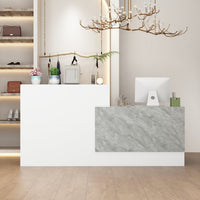 86.6" Modern Minimalist White Rectangular Reception Desk With Open Shelves