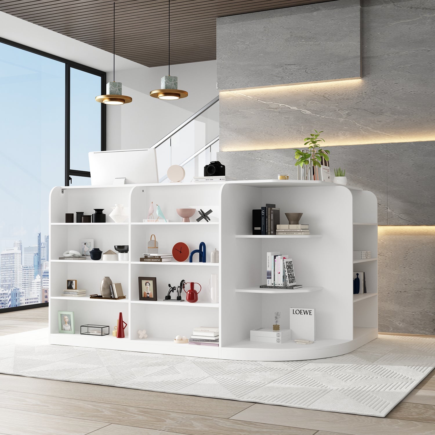 Large L-Shaped Reception Desk with 3 Drawers