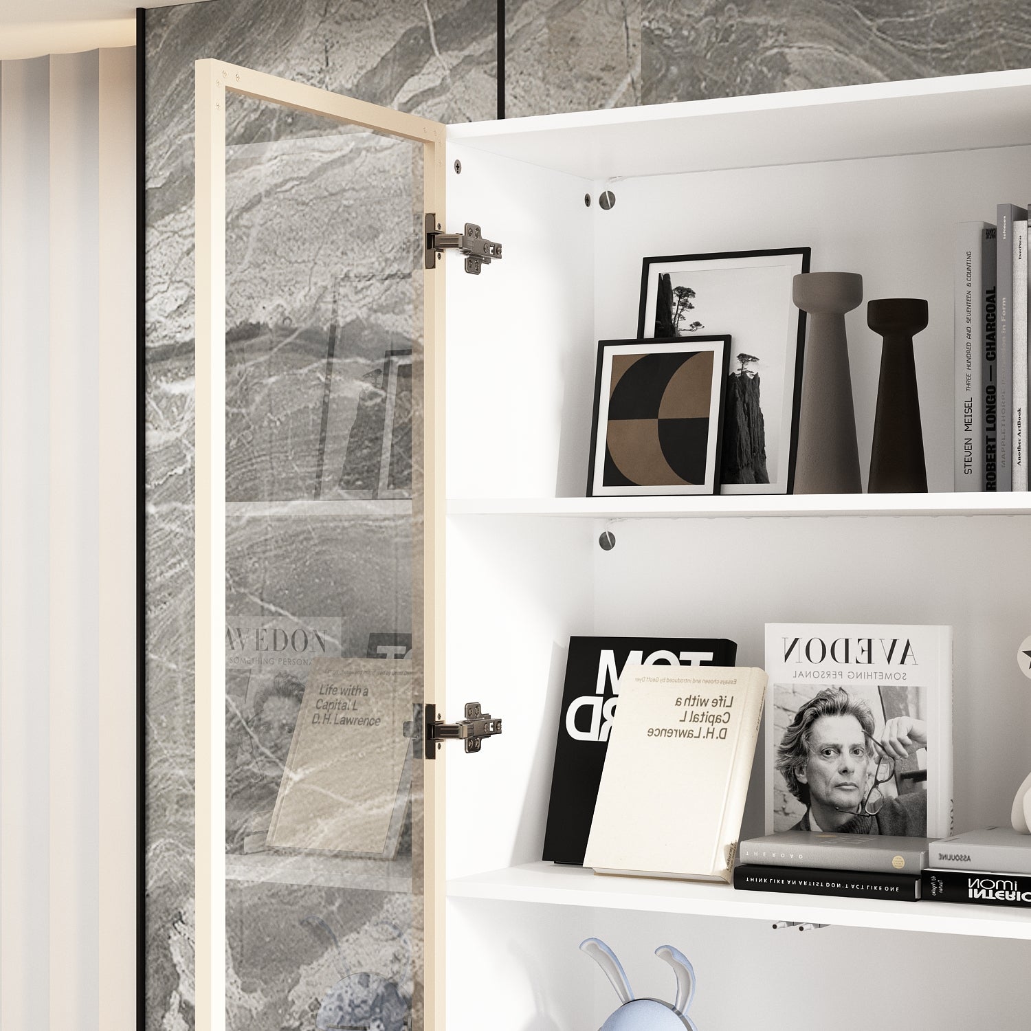 Display Cabinet With Adjustable Lights And Tempered Glass Door