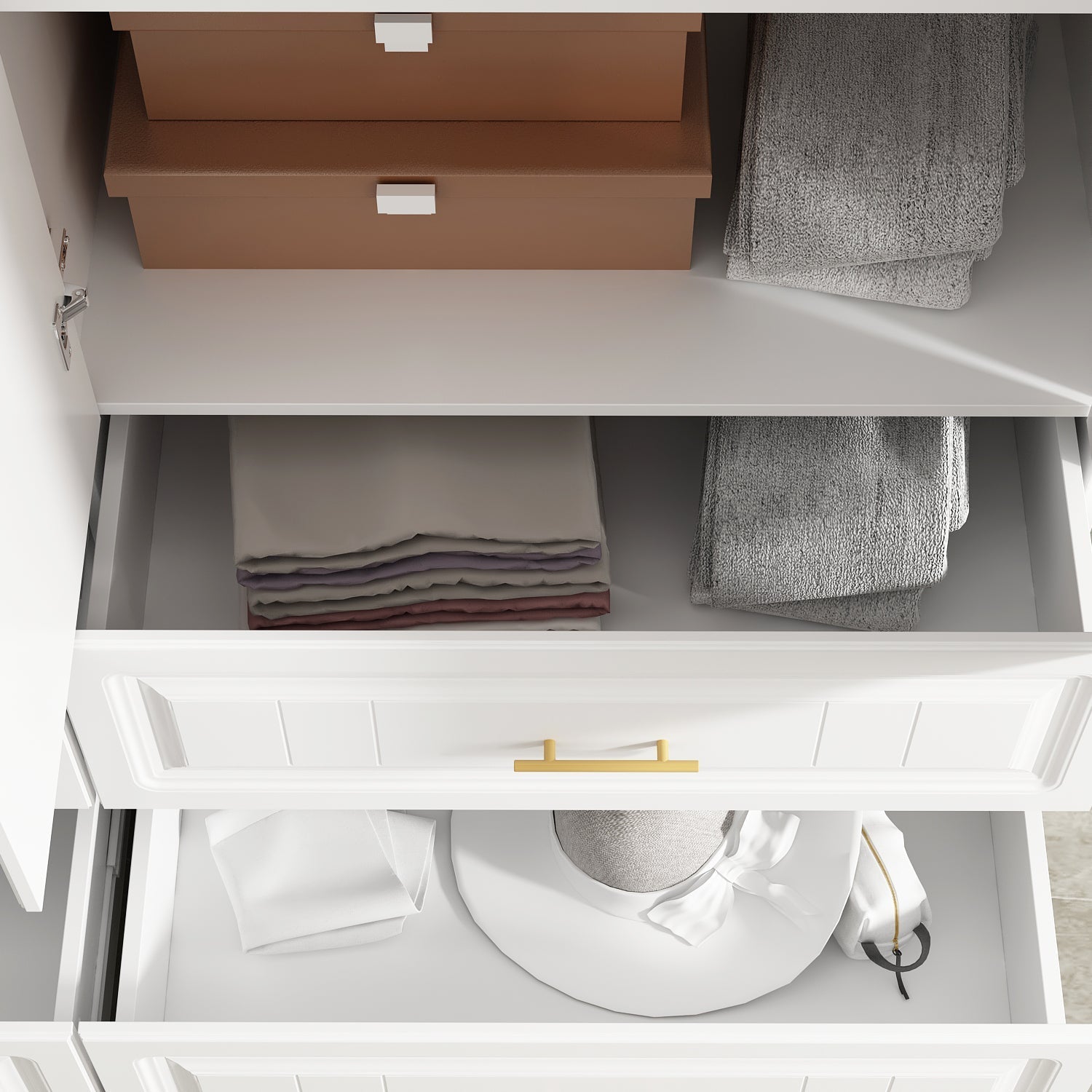 Family Cabinet Wardrobe Bedroom Armoire Home Closet 4 Doors and Drawers