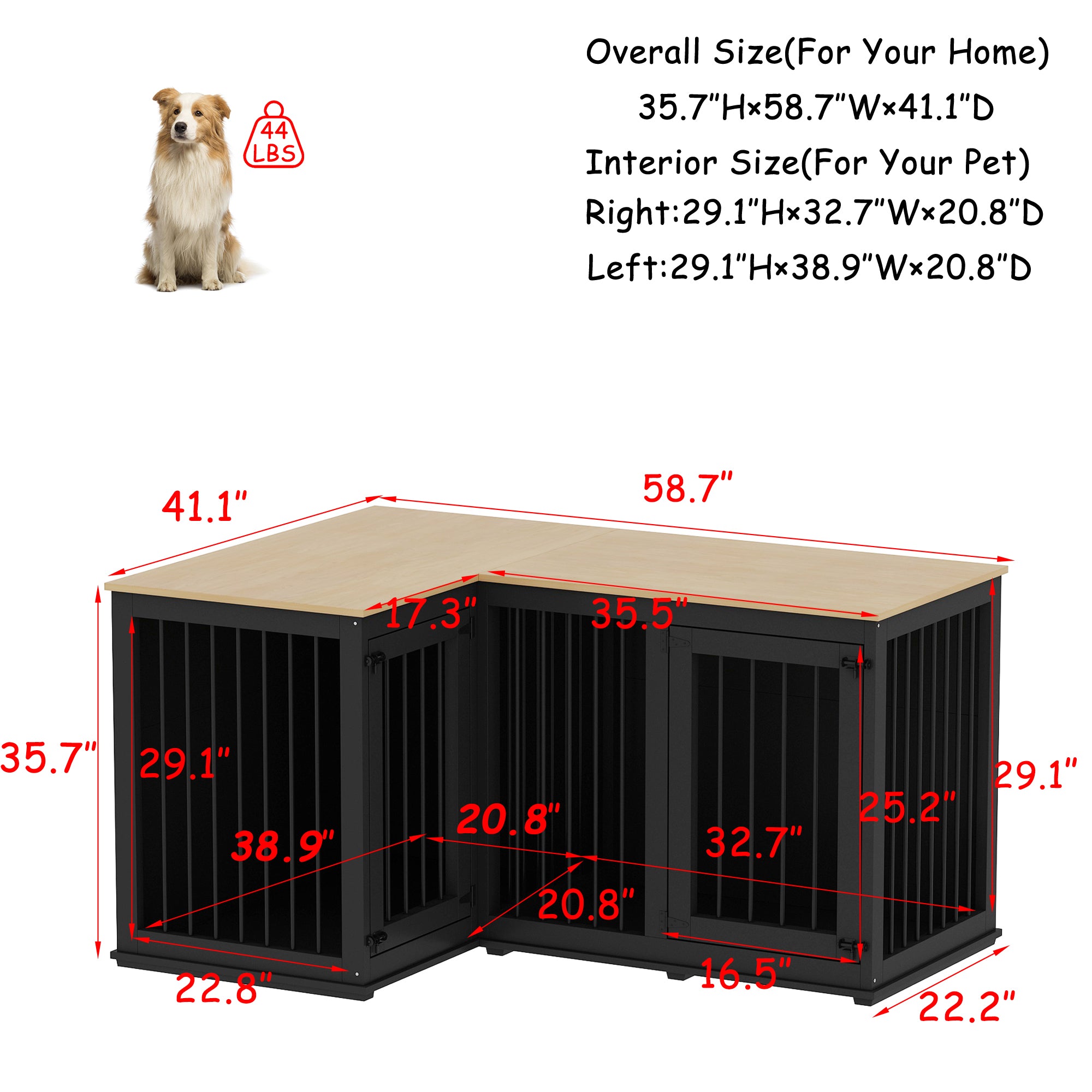 Corner Dog Crate With Divider