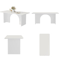 74.8" Modern Minimalist White Dining Table With Arched, Openwork Legs