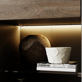18.5" Modern Brown Tall Bookcase with 3-Color LED Lights and Glass Shelves