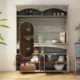 53.7" Retro Brown Dining Hutch with Adjustable Shelves