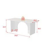 74.8 inches Modern Minimalist White Dining Table With Arched, Openwork Legs