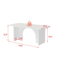74.8" Modern Minimalist White Dining Table With Arched, Openwork Legs