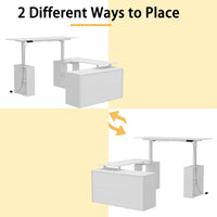 63" Modern White U-Shaped Standing Desk with 3 Memory Presets, Drawer and Open Storage