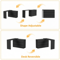 51.2" Modern Minimalist White/Black L-Shaped Rotatable Dresser Writing Table with 6 Drawers