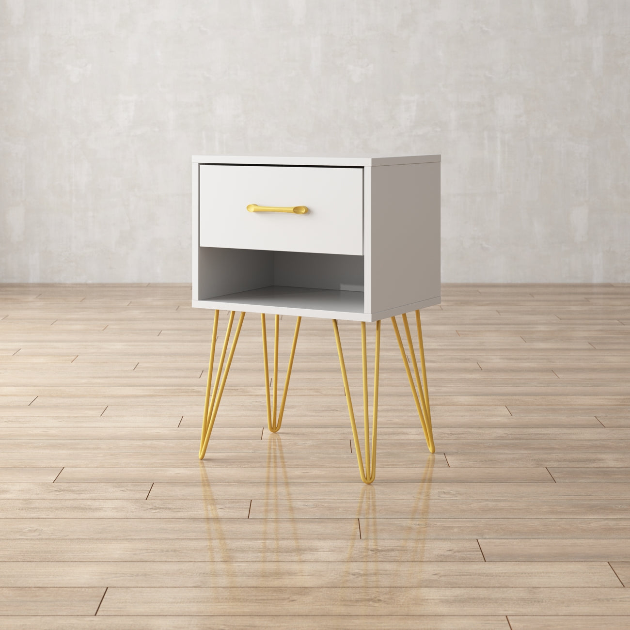 End Table Nightstand Dresser Mini Sofa Side Table with Gold Legs for Bedroom