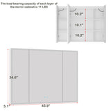 46.1 inch Minimalist Mirror Medicine Cabinet with Lights and Defogger