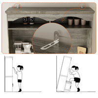 53.7" Retro Brown Dining Hutch with Adjustable Shelves