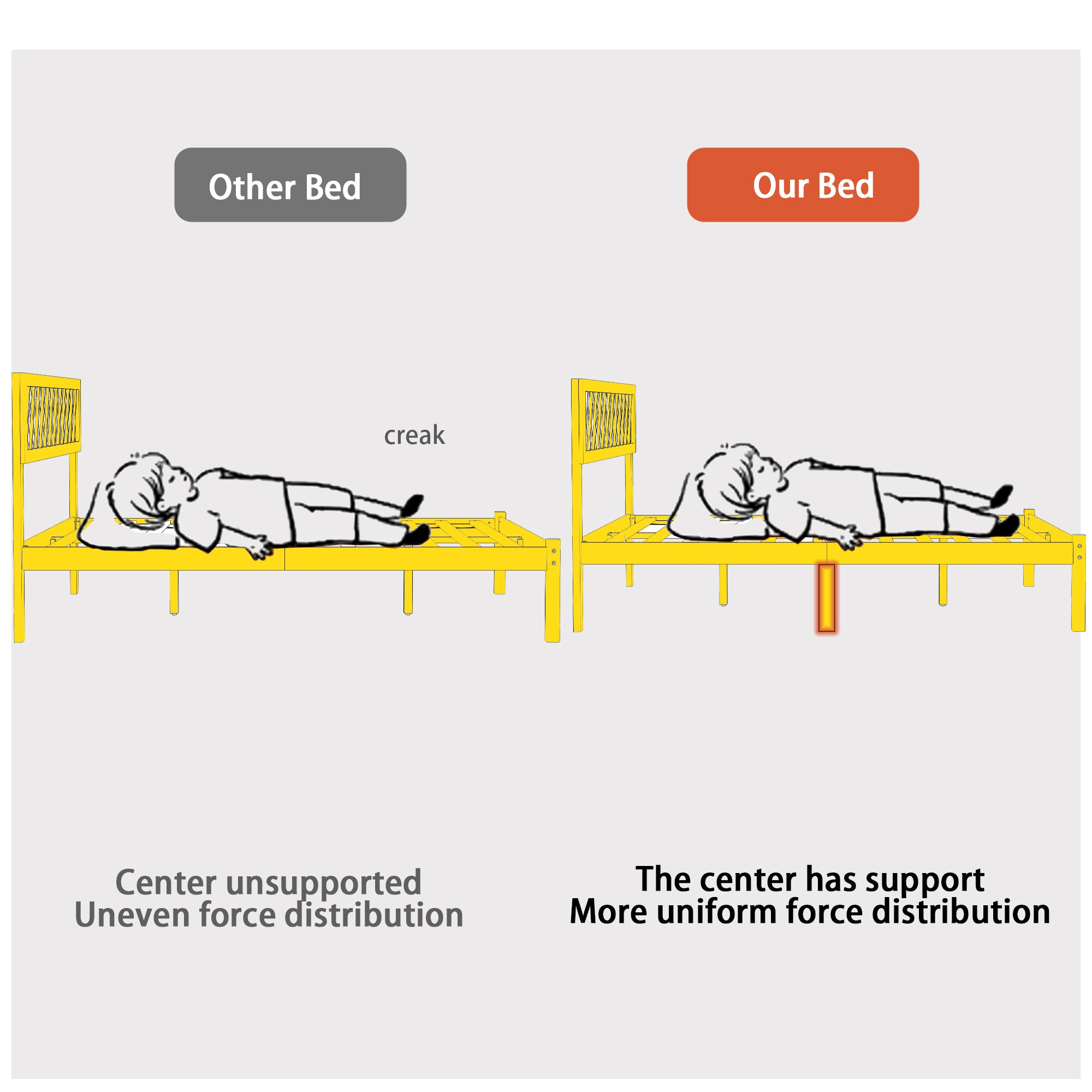 Solid Wood Queen Size Modern Platform Bed