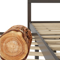 63.2" Modern Brown Platform Bed with Ribbed Detailing