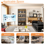Modern living room with furniture and decor, labeled for Bedroom, Living Room, and Study.