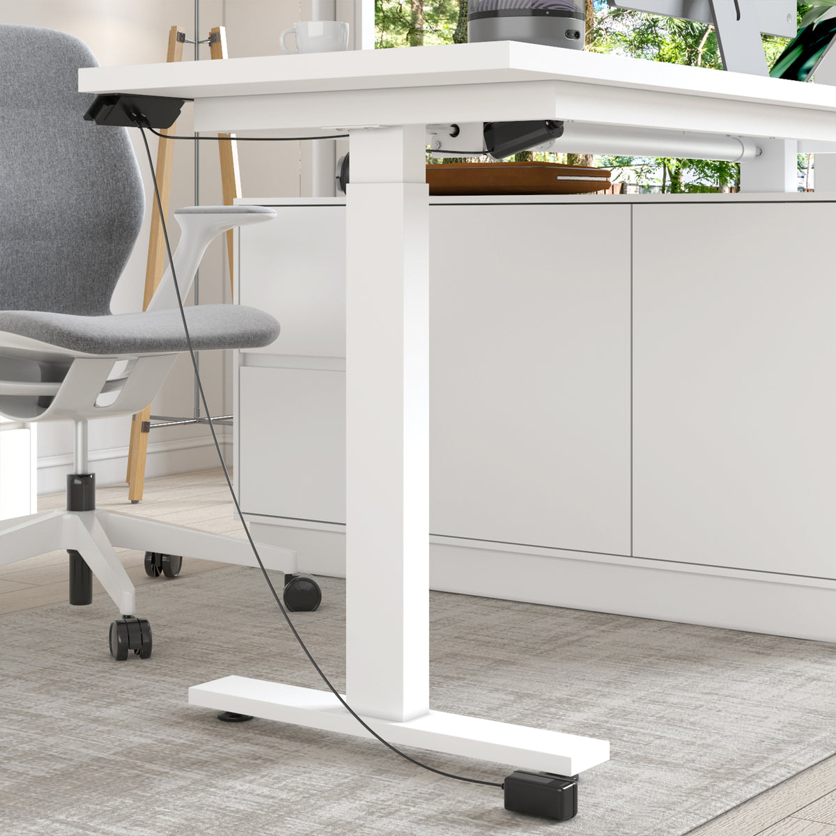 54.3" Minimalist Modern White Standing Desk with Memory Presets