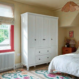 63 inches Modern Minimalist White Wardrobe Armoire with Storage Shelves and Drawers for Bedroom