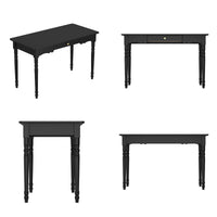 47.2" Modern Black Rectangle Writing Desk with Drawer and Alien Shaped Design