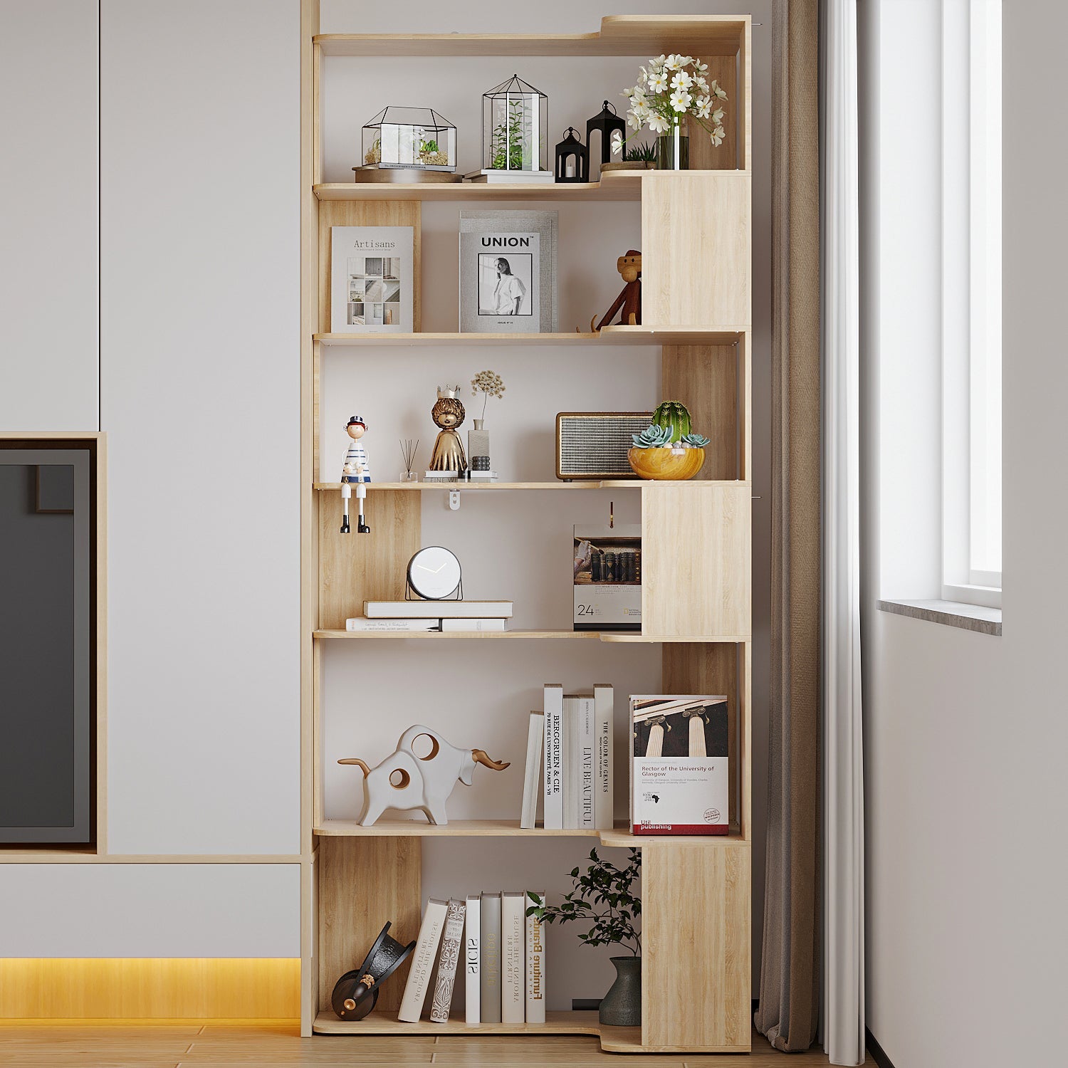 Geometric 7-Shelf Display Bookcase - Thumbnail 4