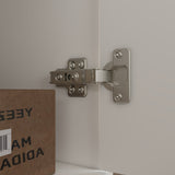 Rena 15.7" Modern White Compact Wardrobe with Dual Doors, Golden Handles and Multiple Storage Sections