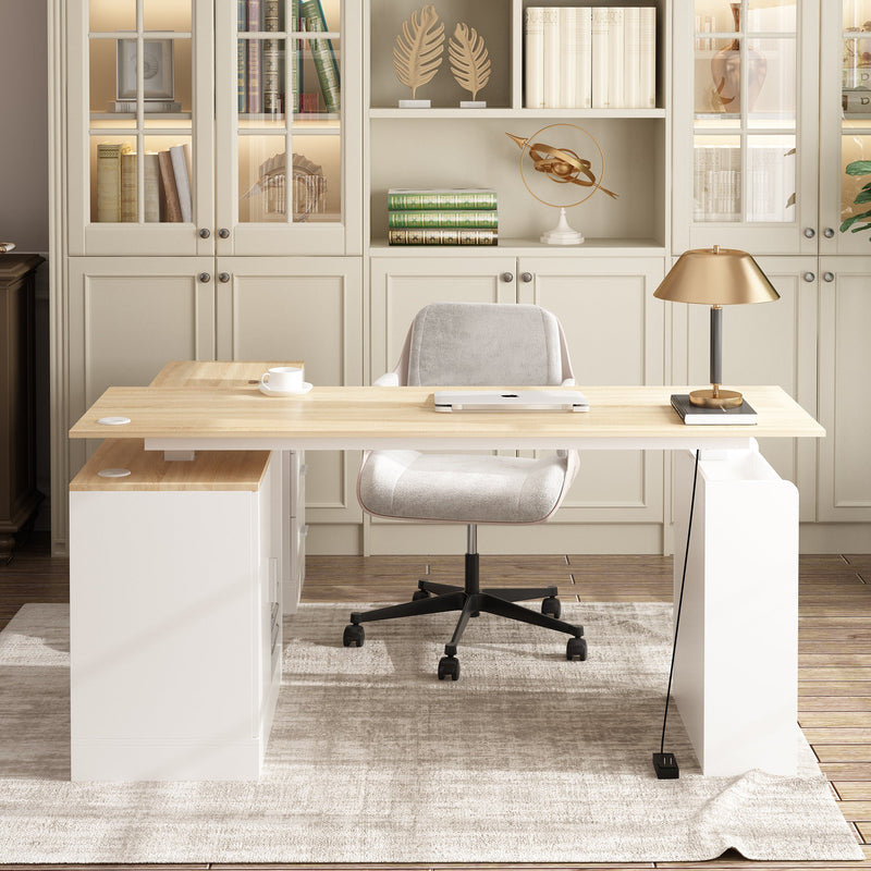 63 inches Modern Oak/Brown Standing Desk with Memory Preset Controller