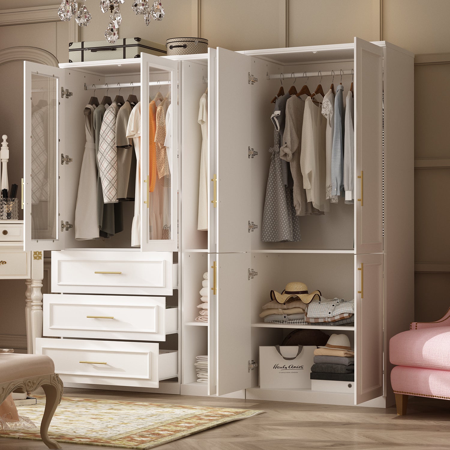 74.9'' H X 79.3'' W Multi-Functional Armoire With Drawers
