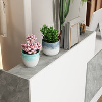 86.6" Modern Minimalist White Rectangular Reception Desk With Open Shelves