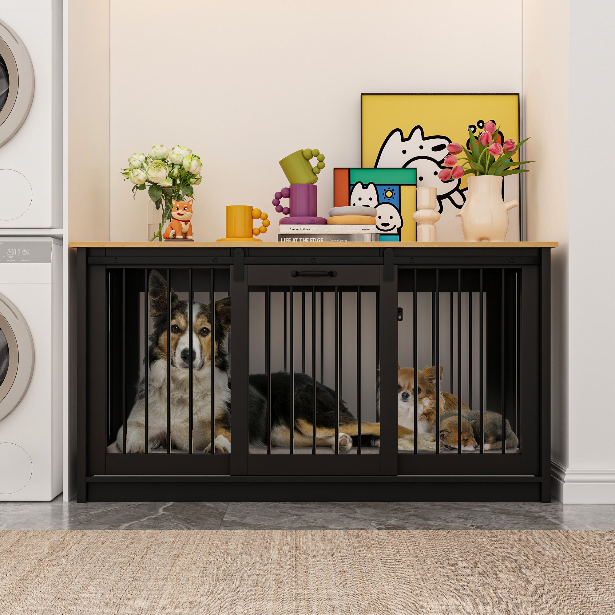 Barn Door Dog Crate with Lock