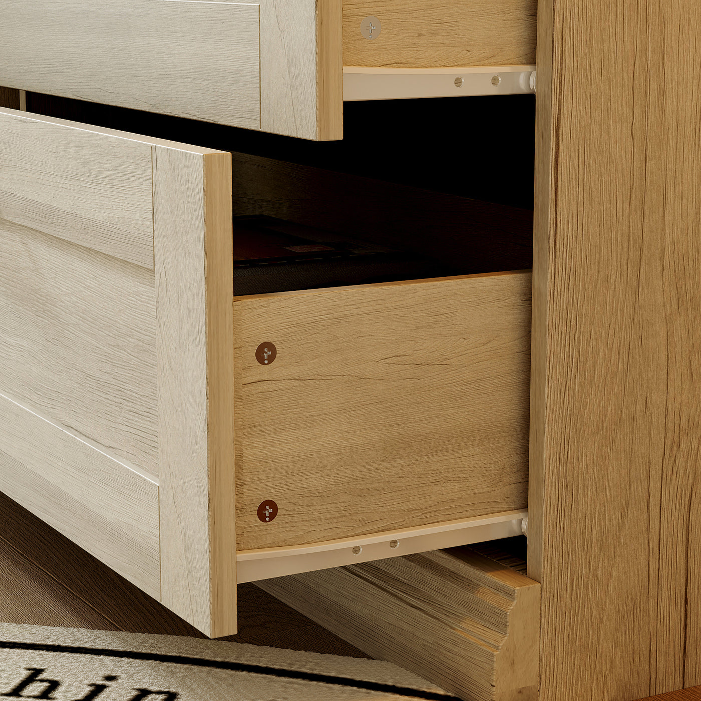 47.2" Farmhouse Gray-White Display Bookcase with Glass Doors