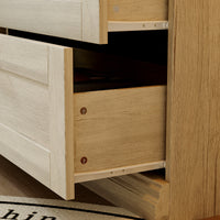 47.2" Farmhouse Gray-White Display Bookcase with Glass Doors