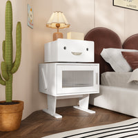 18.9" Modern Creative White Nightstand With Robot Shape And 360°Rotation