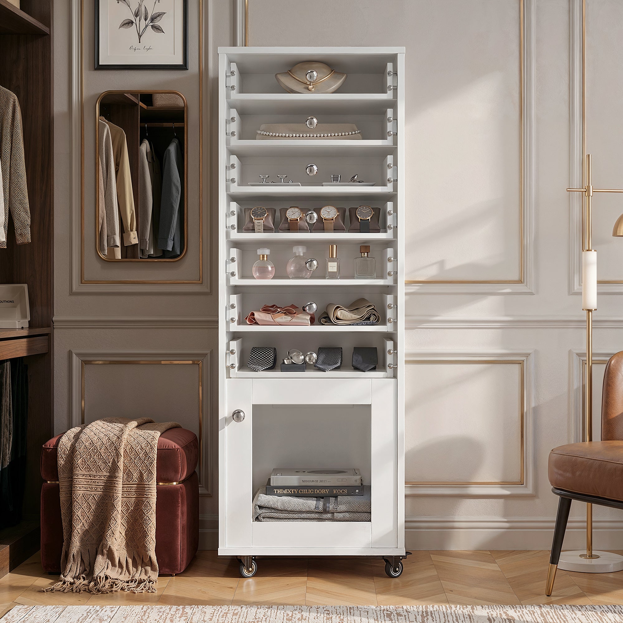 Modern Jewelry Cabinet with 7 Drawers 