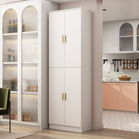 23.2" Modern Minimalist White 6-Shelf Tall Storage Cabinet with Adjustable Compartments