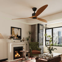65" Modern Walnut Ceiling Fan with 3 Wood Blades
