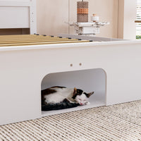 80.7" Modern Beige Storage Bed with USB Port and Light Strip