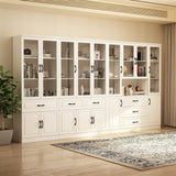 141.7 inches Modern White Bookcases and Display Cabinets With Corner Shelf Storage