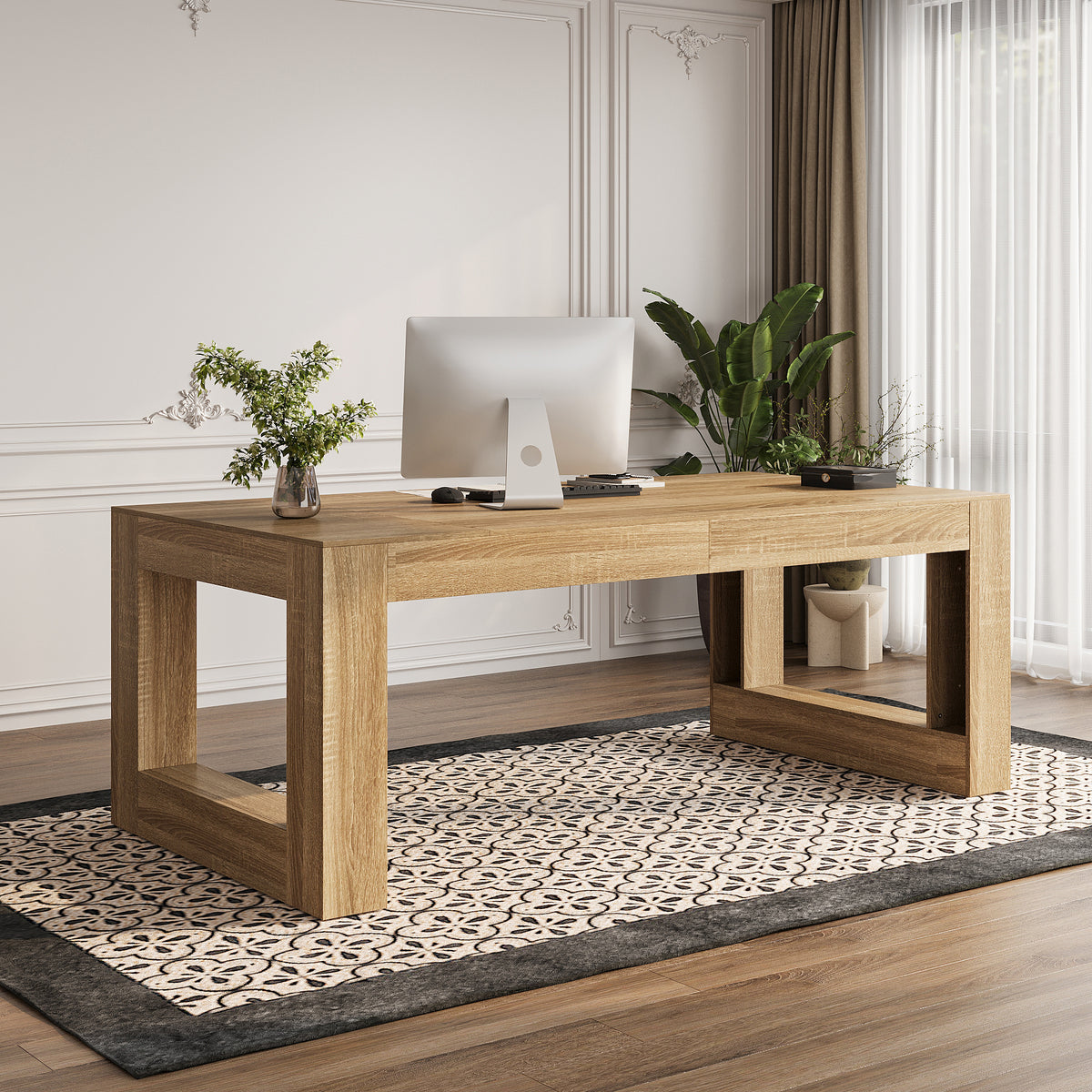 Modern Natural Wood Executive Desk