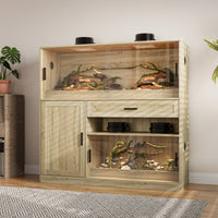 53.1" Modern Beige Reptile Terrarium with Storage Cabinet