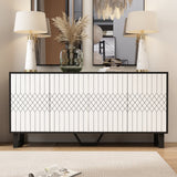 63" Modern Minimalist White 4-Door Storage Cabinet for Living Room and Entryway