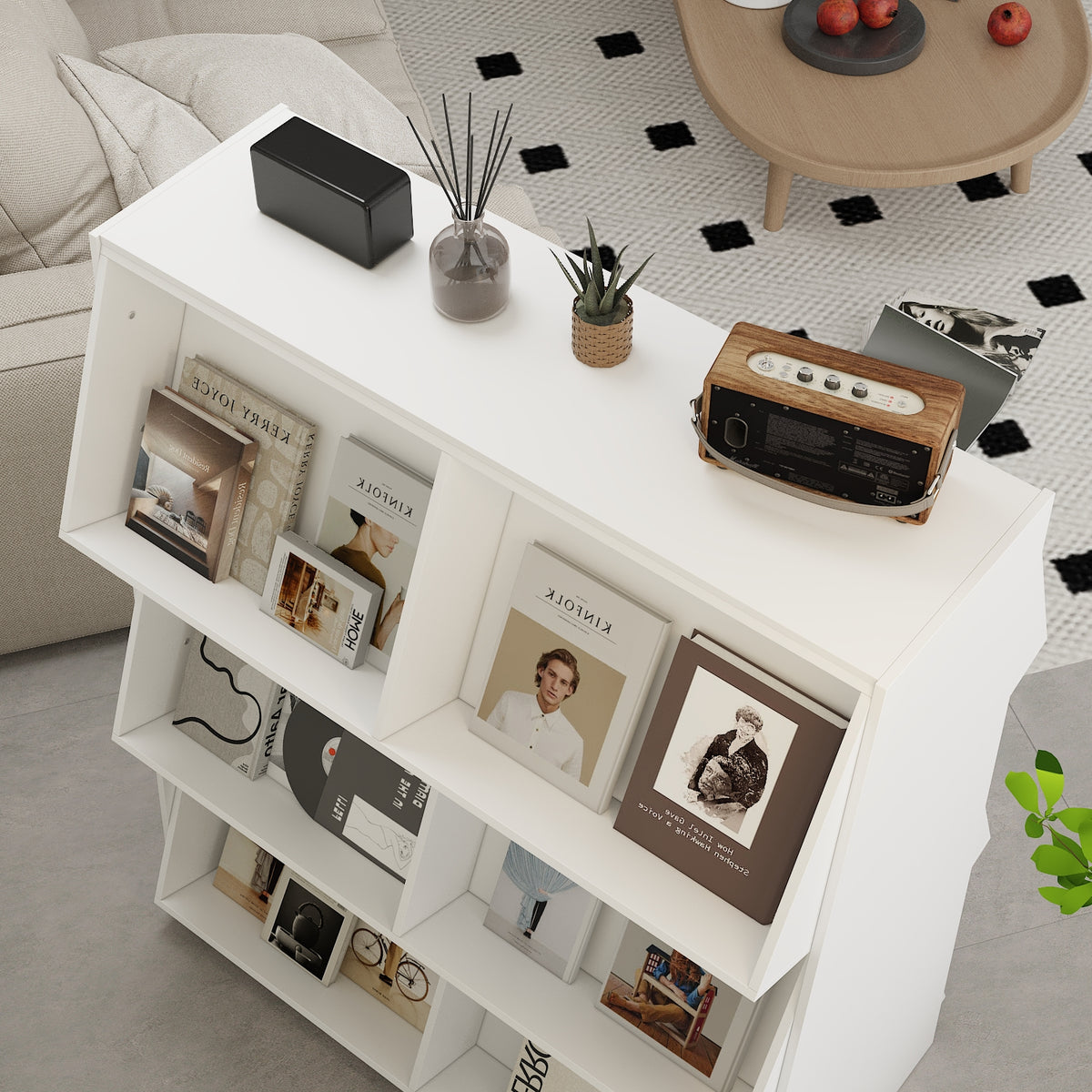 39.4" Modern White Display Bookcase with Open Shelves