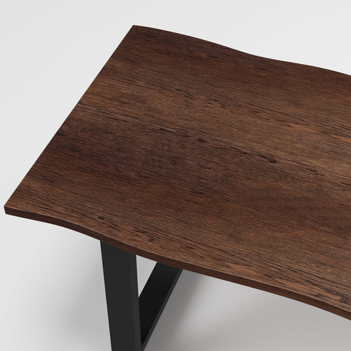 63" Walnut Writing Desk with Veneer Top, Wavy Edge and U-Shaped Metal Legs