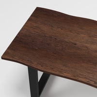 63" Walnut Writing Desk with Veneer Top, Wavy Edge and U-Shaped Metal Legs