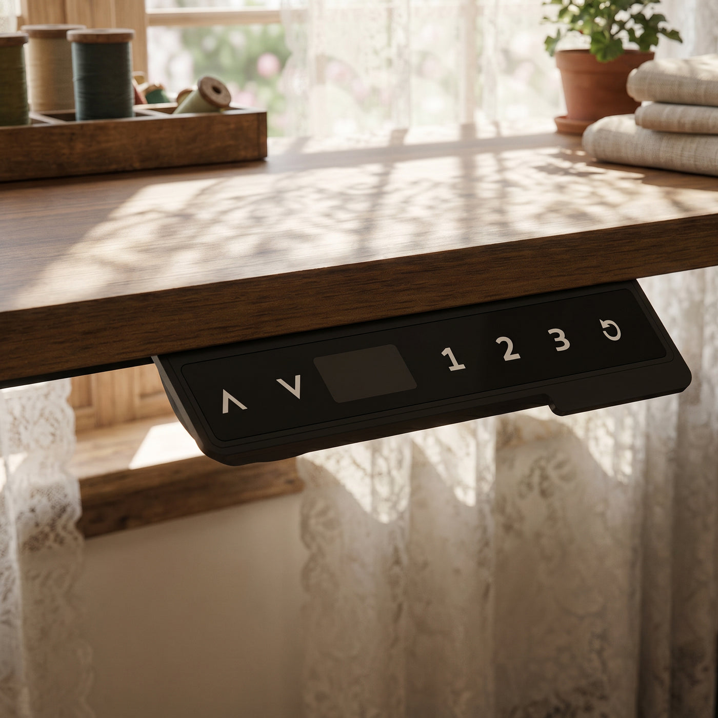 55.1" Rustic Wood L-Shaped Electric Height Adjustable Standing Desk with 3 Drawers and Side Storage Cabinet