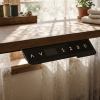 55.1" Rustic Wood L-Shaped Electric Height Adjustable Standing Desk with 3 Drawers and Side Storage Cabinet