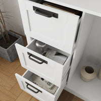31.5" Contemporary White China Cabinet with Glass Doors & Drawers